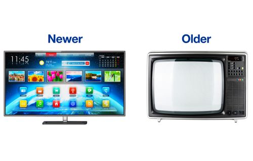 Comparison of a newer TV and older TV