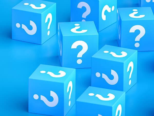 Blue blocks of question marks