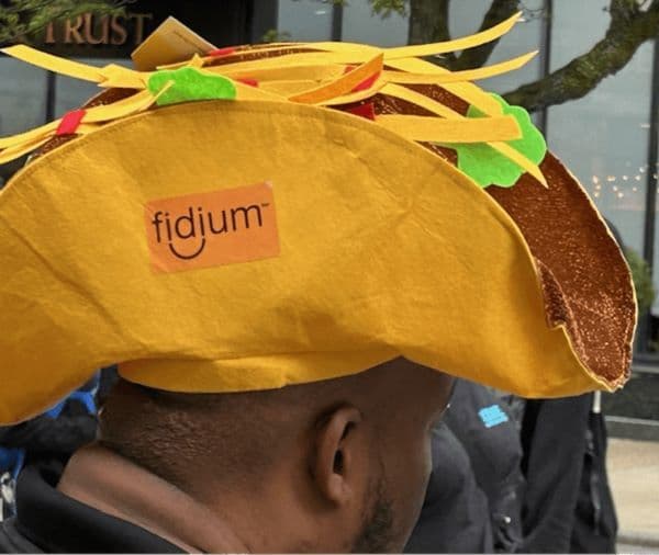 Fidium Taco Hat Fidium taco hats were a hit at the Manchester Taco Tour