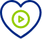 heart icon with streaming tv play button in middle icon