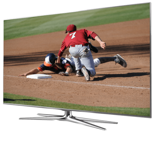 flatscreen tv using streaming service to watch baseball game
